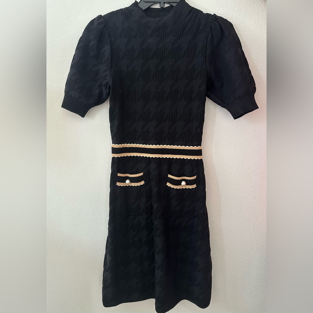 Sandro Black and Birge Mini Dress - Picture 2 of 5
